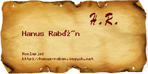 Hanus Rabán névjegykártya
